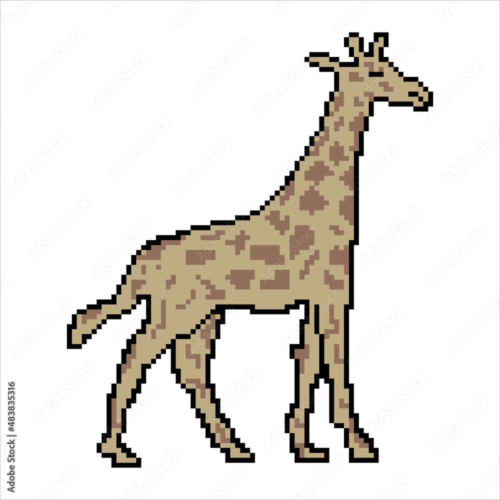 Giraffe with pixel art design on white background. Vector illustration. Giraffe with pixel art design on white background. Vector illustration.
