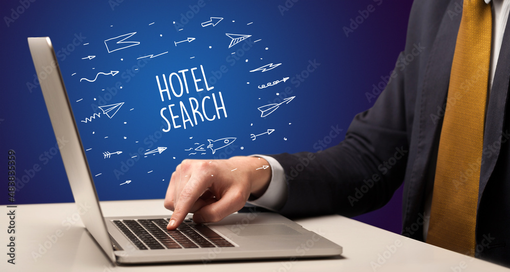 Businessman working on laptop, e-commerce concept Businessman working on laptop, e-commerce concept