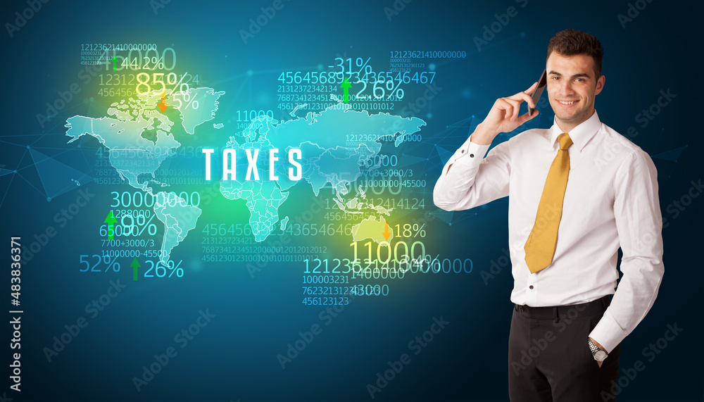 Businessman thinking about market Businessman thinking about market