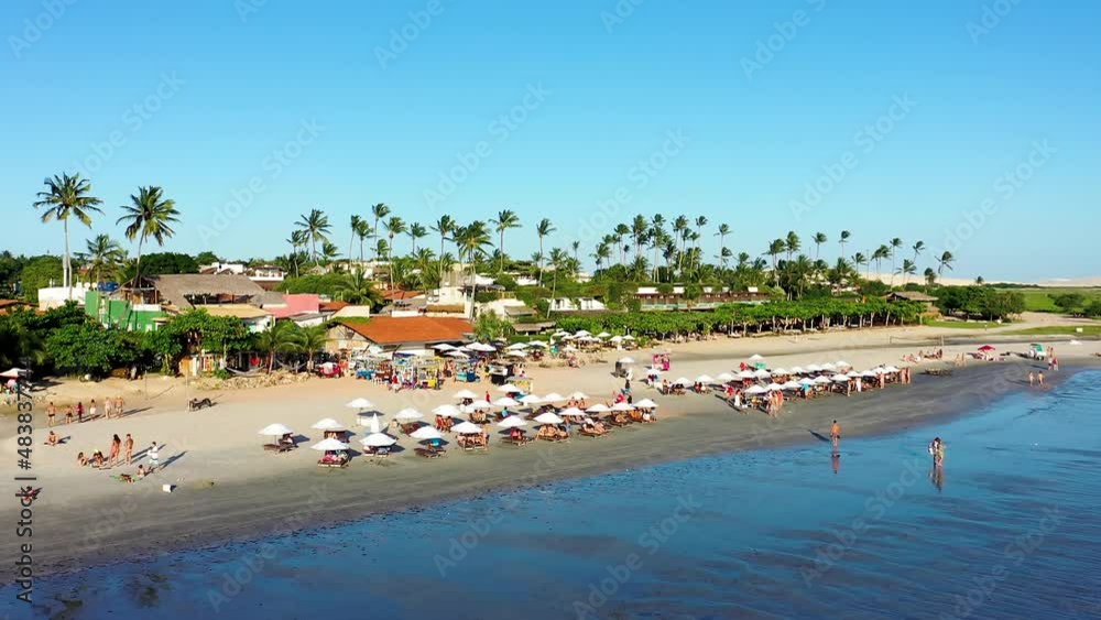 Jericoacoara Ceara Brazil. Aerial landscape of tropical beach scenery for vacation travel destination at brazilian state of Ceara. Travel destination landmark. Jericoacoara Ceara Brazil. Aerial landscape of tropical beach scenery for vacation travel destination at brazilian state of Ceara. Travel destination landmark.