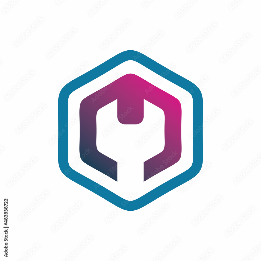 hexagon repair construction tool logo design hexagon repair construction tool logo design