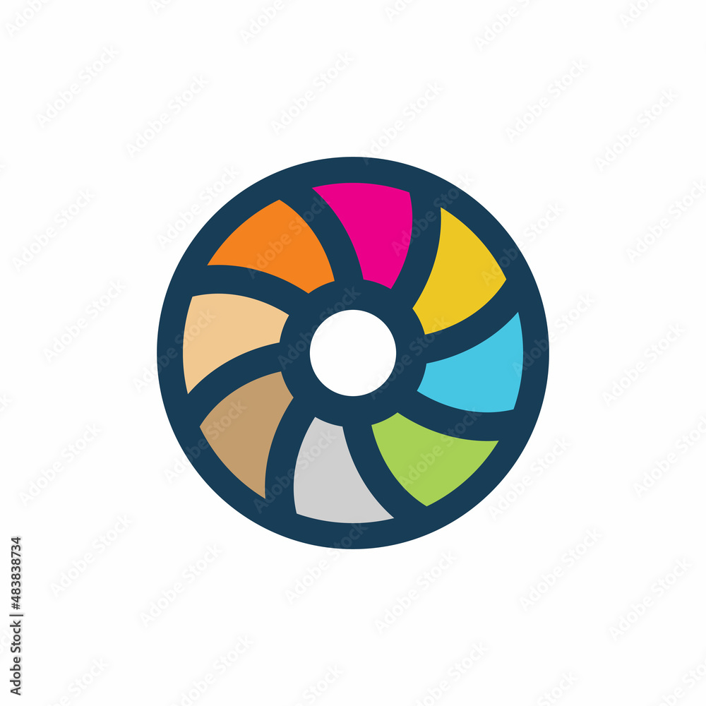 full color circle spin swirl lens logo design full color circle spin swirl lens logo design