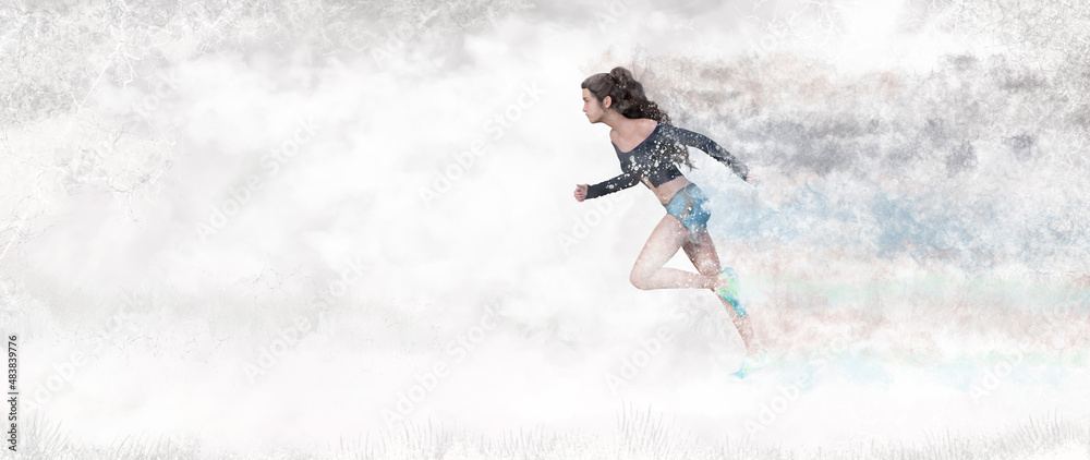illustration of a woman running