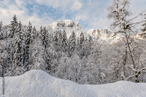 The road to Ritsa lake in winter time