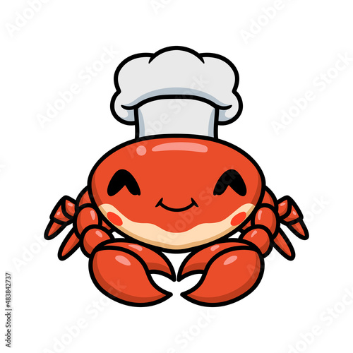 Cute little chef crab cartoon