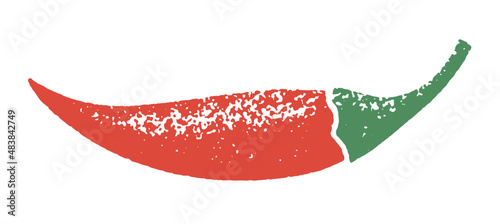 Hot pepper illustration with grainy texture