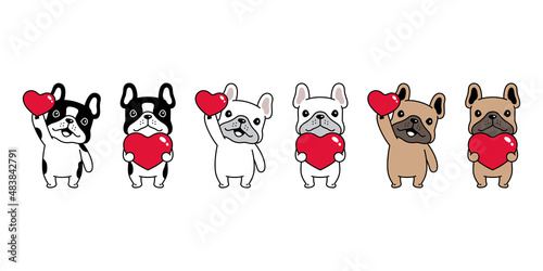 dog vector french bulldog icon heart valentine puppy pet character cartoon symbol tattoo stamp scarf illustration design isolated