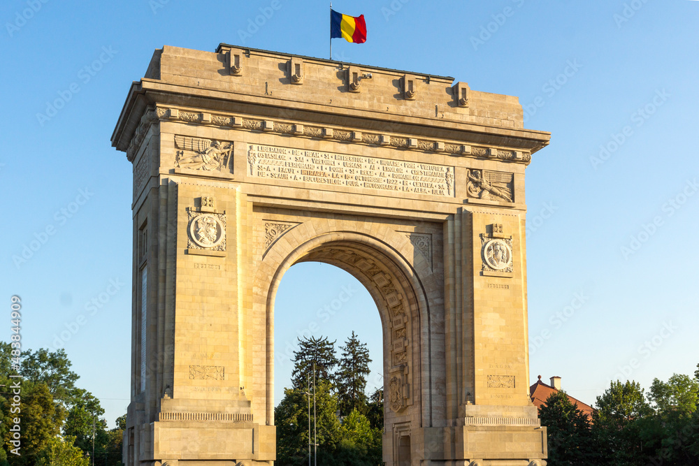 Arch of Triumph in city of Bucharest, Romania