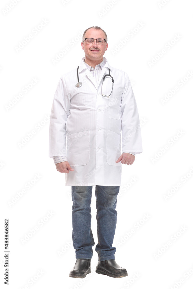 Portrait of happy doctor with stethoscope looking at camera Portrait of happy doctor with stethoscope looking at camera
