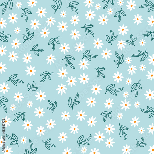 Flat spring floral pattern design. - Vector.