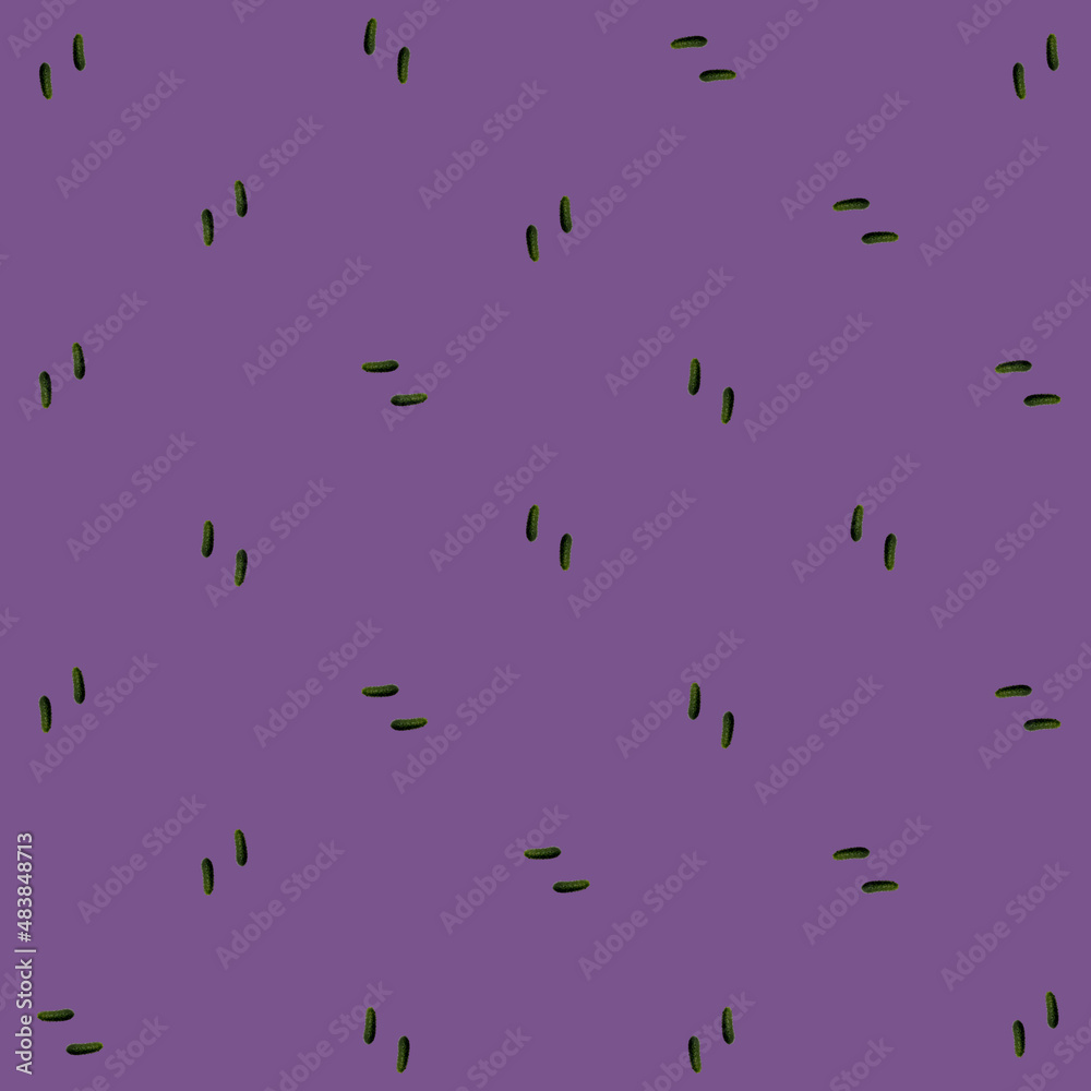 Colorful pattern of fresh cucumbers on violet background. Top view. Flat lay. Pop art design