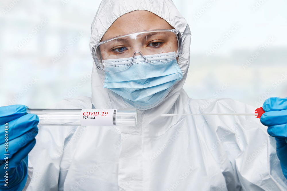 Healthcare , Medical has a PCR test Coronavirus COVID-19, collection process nasal samples NP and OP oral, viral DNA diagnostic procedure RT-PCR , hand Healthcare , Medical has a PCR test Coronavirus COVID-19, collection process nasal samples NP and OP oral, viral DNA diagnostic procedure RT-PCR , hand