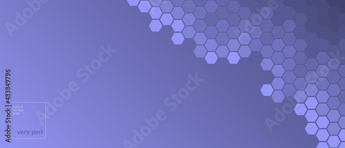 Vector abstract, geometric hexagonal background in very peri, color of the year 2022. For banner, print design, social networks, place for text. Copyspace
