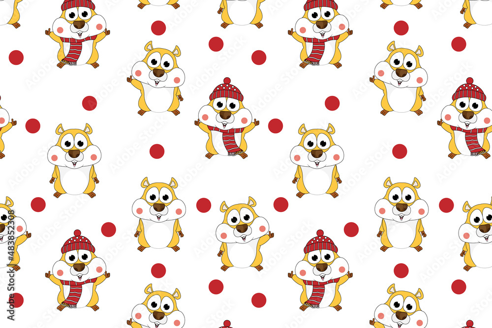 cute hamster animal cartoon pattern