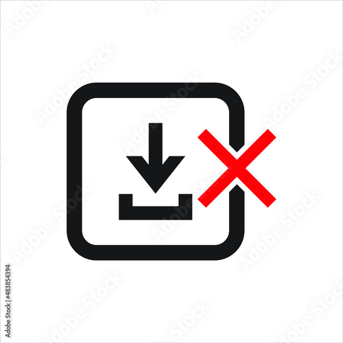 No download sign icon isolated on white background