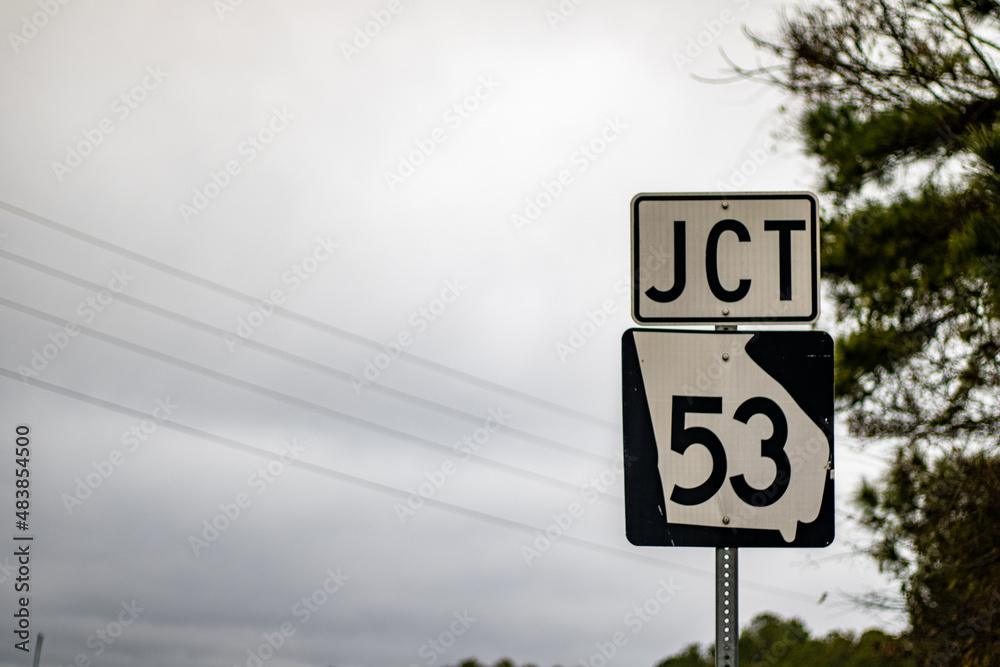 Fototapeta premium A full-color JCT 53 road sign