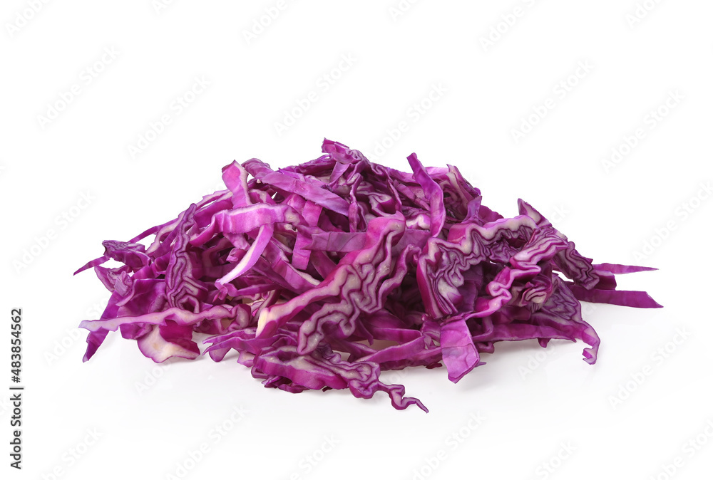 slice red cabbage on white background