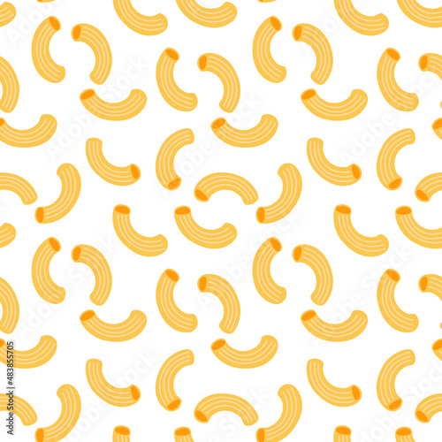 Seamless multicolored pattern with pasta horns. Vector illustration for the kitchen. Print for textiles, print design, postcards.