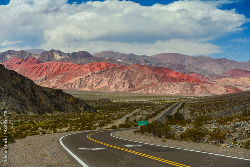 The beautiful road through the rugged and colorful mountains on the way from Fiambalá to the Paso San Francisco mountain pass, Catamarca Province, northwest Argentina photo