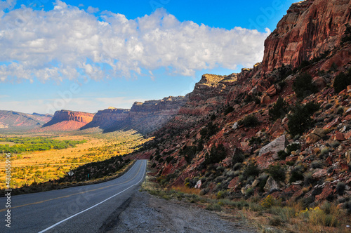 Utah Highway 95 cuts through the Comb Ridge, Bears Ears National Monument, southeastern Utah, Southwest USA photo