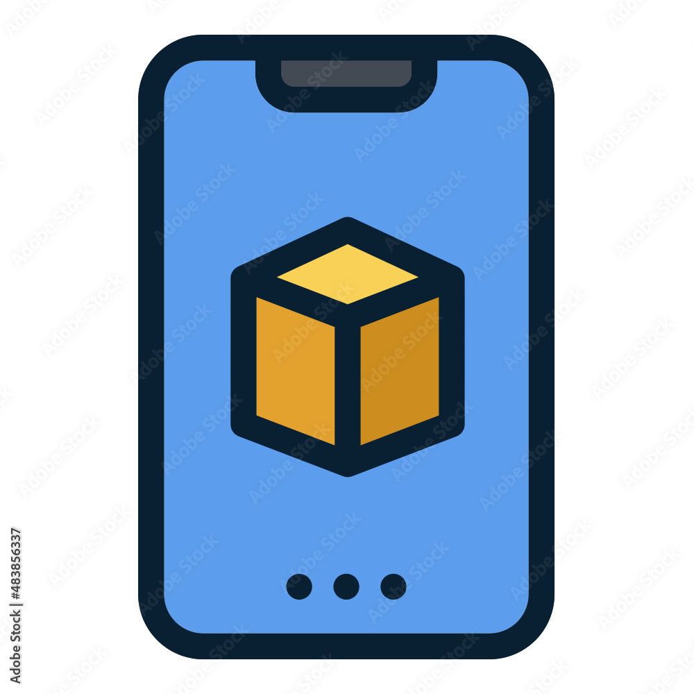 Smartphone with Blockchain filled line color icon Smartphone with Blockchain filled line color icon