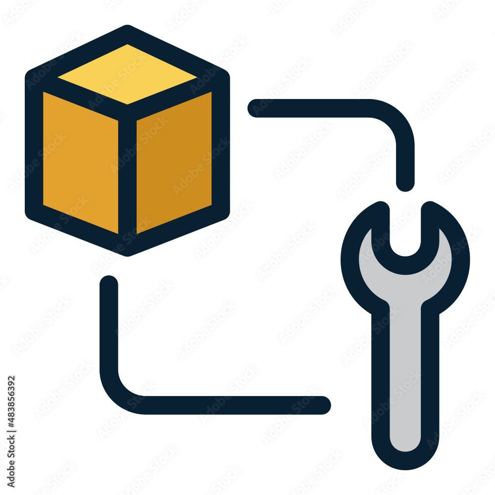 Maintenance with blockchain and wrench filled line color icon Maintenance with blockchain and wrench filled line color icon