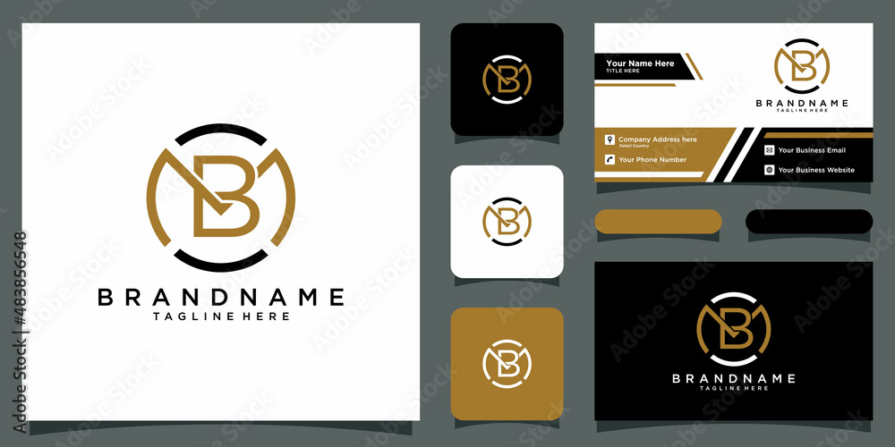 Initial BM or MB letter logo design vector template with business card design