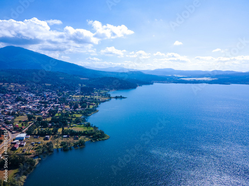 Lago en Morelia Zirahuen, Mexico, aerial view from drone