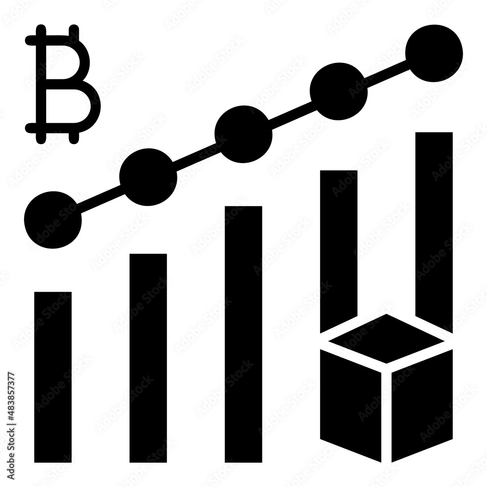 Statictic Bitcoin with Blockchain glyph icon Statictic Bitcoin with Blockchain glyph icon