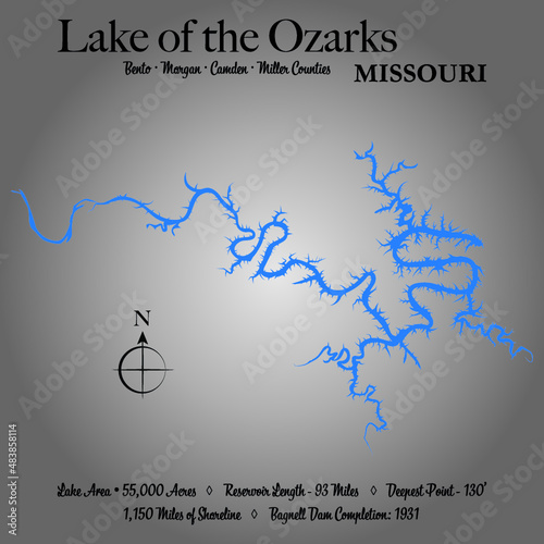 Lake of the Ozarks - vector premade design.
