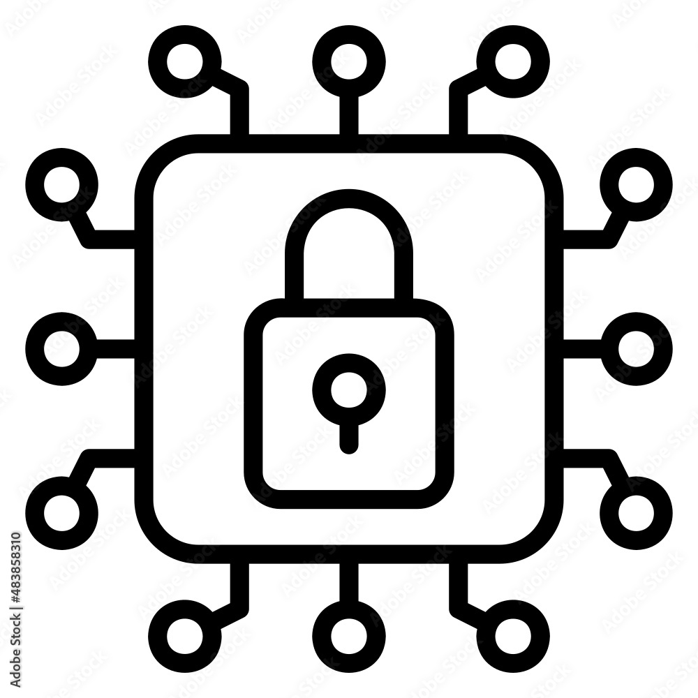 Security network with Lock line icon Security network with Lock line icon