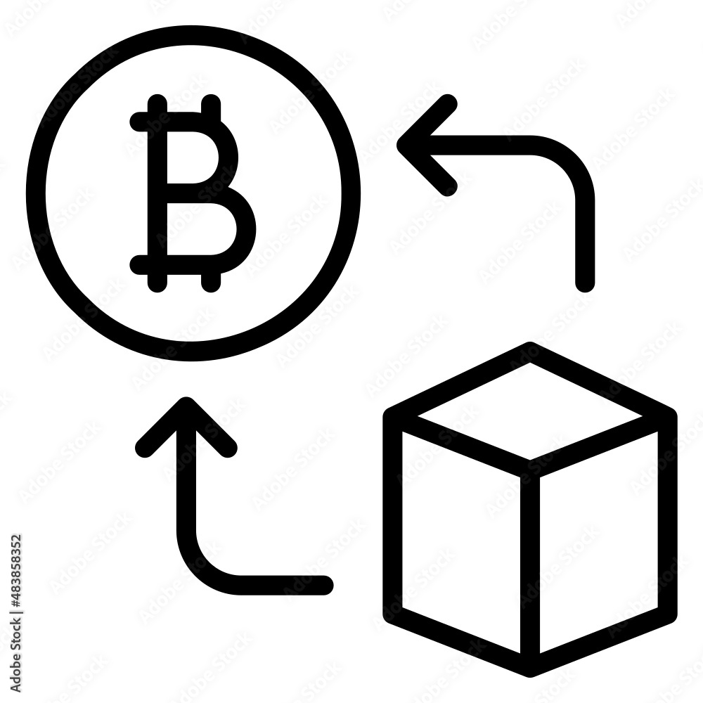 Exchange Blockhain to Bitcoin line icon Exchange Blockhain to Bitcoin line icon