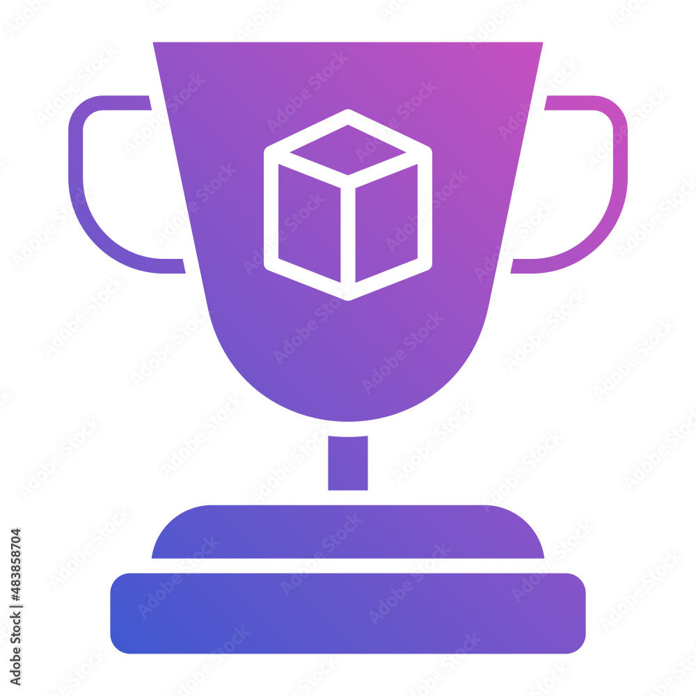 Obraz premium Thropy with blockchain flat gradient icon