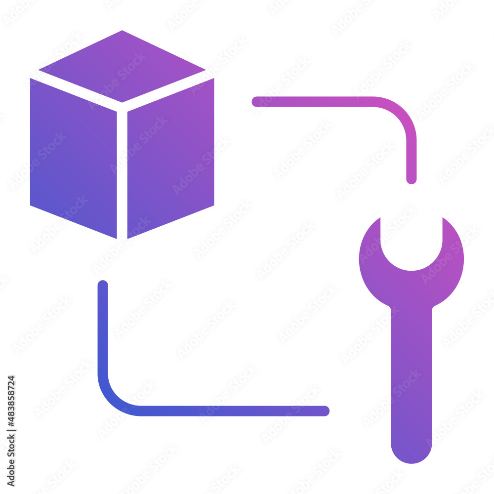 Maintenance with blockchain and wrench flat gradient icon Maintenance with blockchain and wrench flat gradient icon