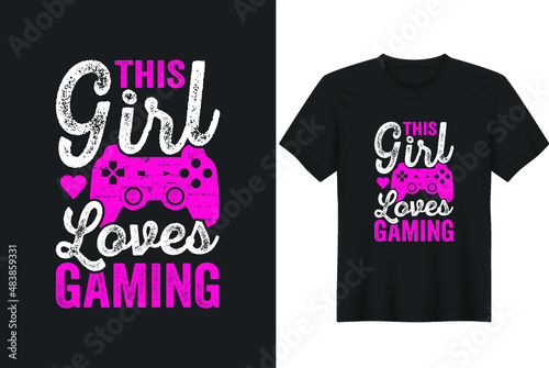 This Girl Loves Gaming T-Shirt Design, Posters, Greeting Cards, Textiles, and Sticker Vector Illustration