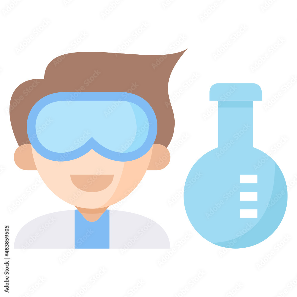 Scientist Man Boy Male Flask Goggles flat icon Scientist Man Boy Male Flask Goggles flat icon