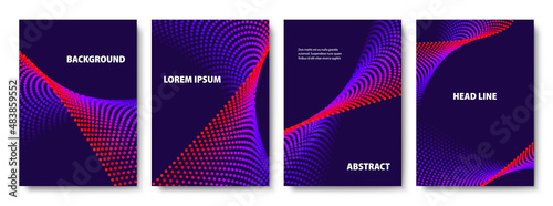 Set of Geometric Backgrounds of Wavy Colorful Dots. Modern Vector Illustration without Transparency.