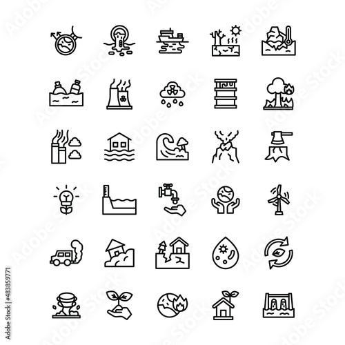 global warming icon set illustration vector graphic