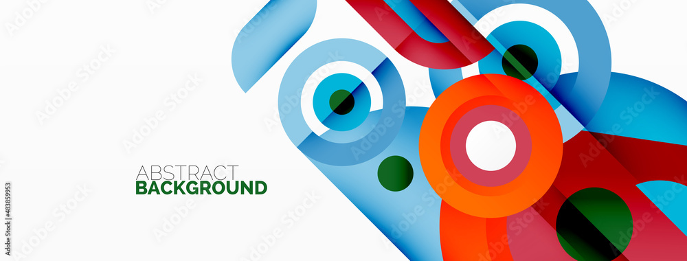 Fototapeta premium Rings and circles geometric abstract background for wallpaper, banner, backdrop