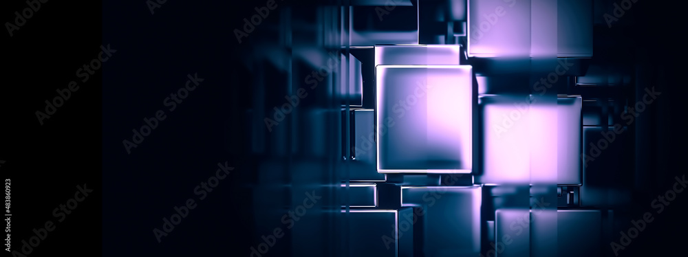 仮想空間に光輝く複数の立方体の3dイラスト Stock Illustration Adobe Stock