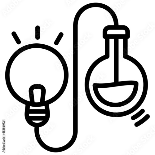 Idea Bulb and Flask line icon