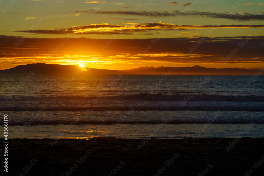 Southern California beach at Sunset in Oxnard Hollywood Beach