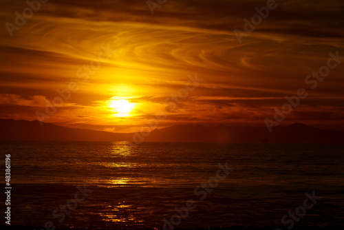 Southern California beach at Sunset in Oxnard Hollywood Beach