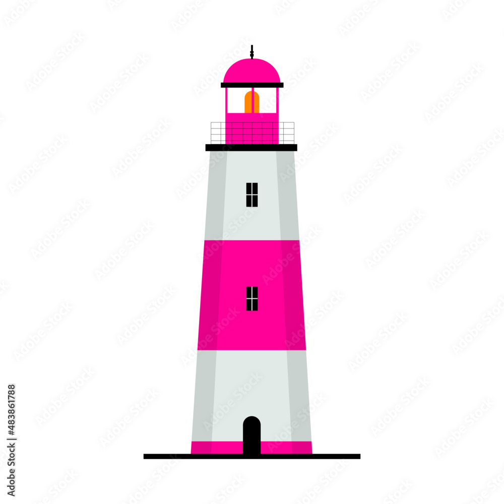 Flat lighthouse isolated on white background illustration Flat lighthouse isolated on white background illustration