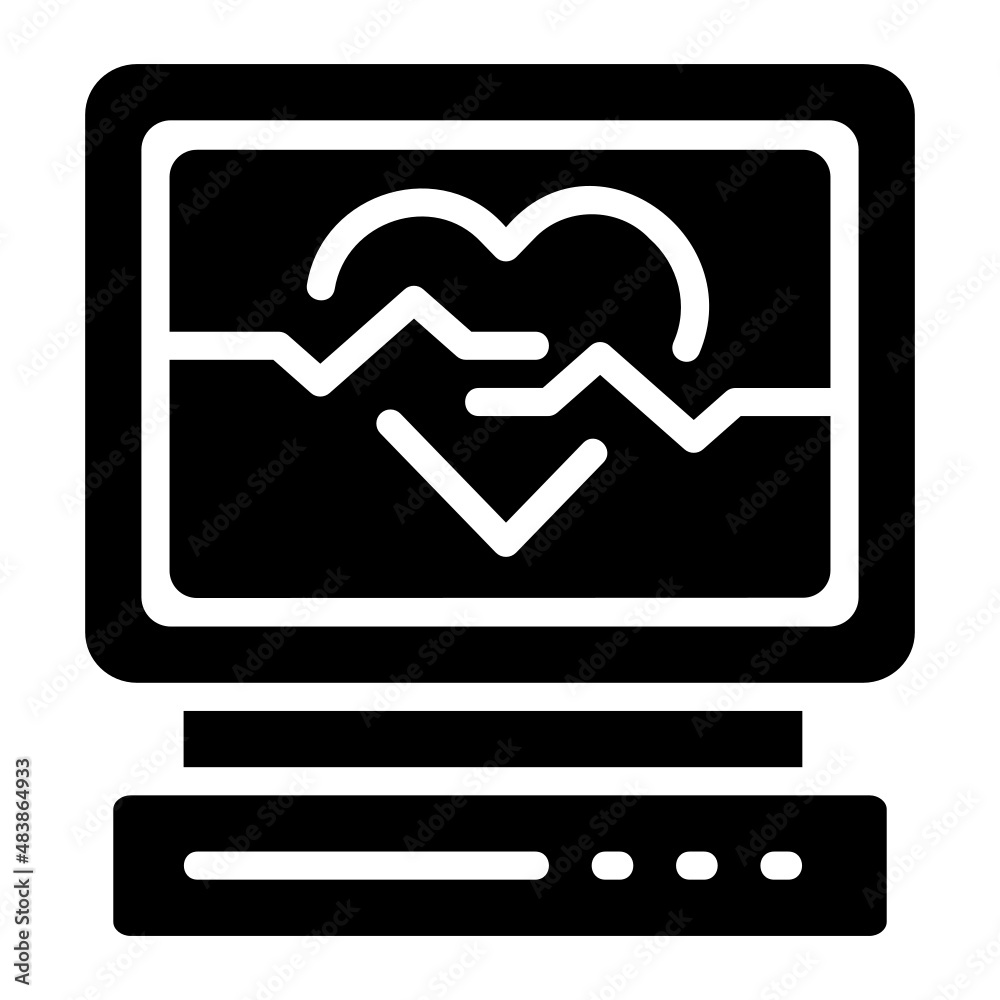 Electrocardiogram heart beat glyph icon Electrocardiogram heart beat glyph icon