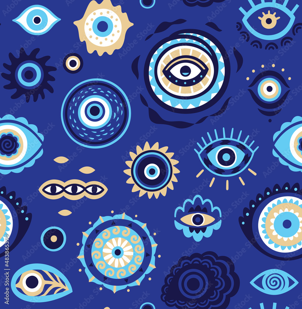 Modern evil eyes seamless pattern