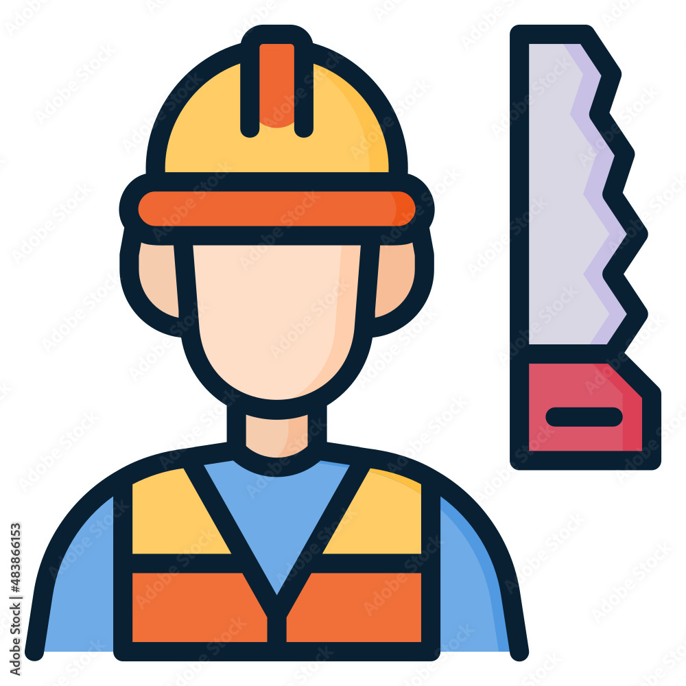 Carpenter filled line color icon Carpenter filled line color icon