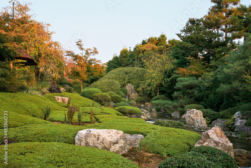 A new pond garden or yoko-en of Taizo-in temple at autumn. Kyoto. Japan photo