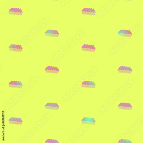 Kitchen sponges pattern in vibrant gradient holographic neon colors. Concept art. Minimal surrealism background