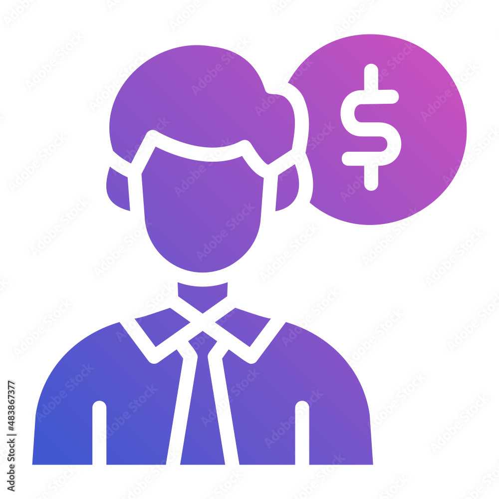 Salesman person dollar flat gradient icon Salesman person dollar flat gradient icon